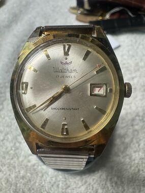 Waltham Men's Gold-Tone Shock Resistant Watch - Silver Dial